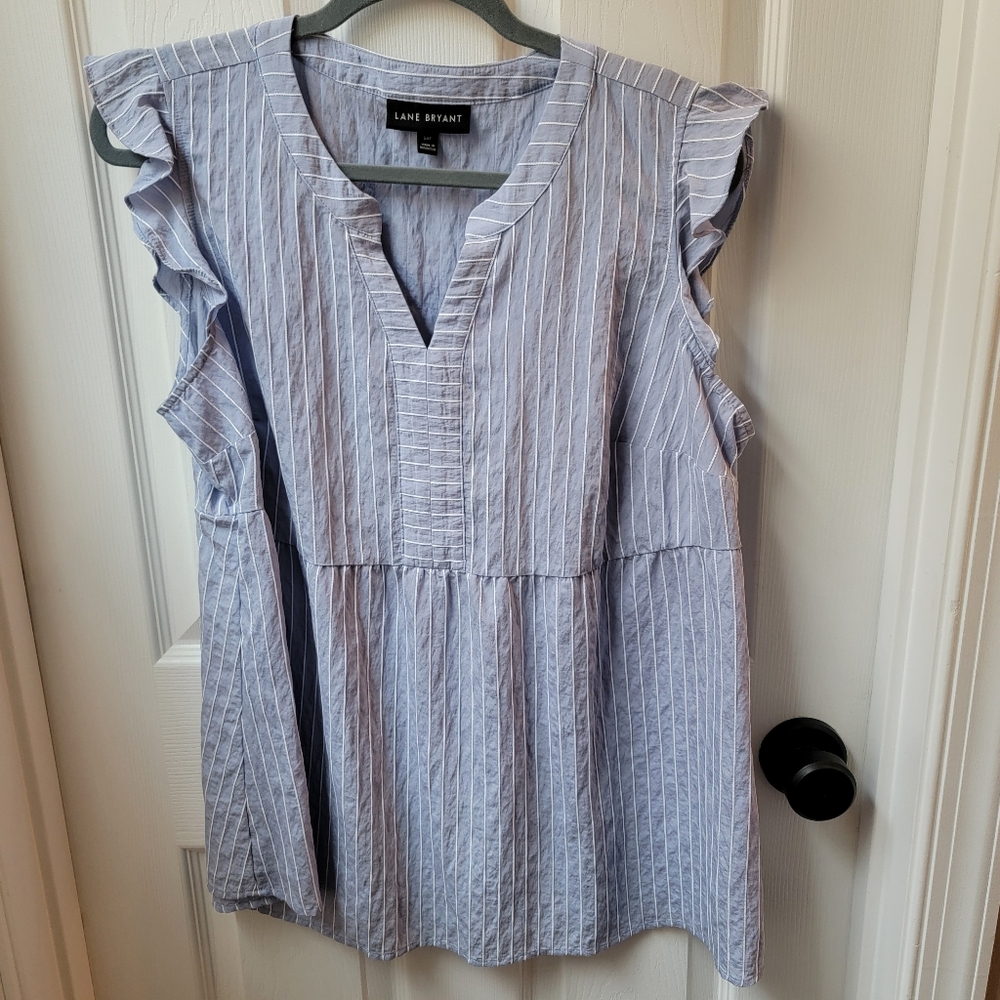 Blue and White Sleeveless Top